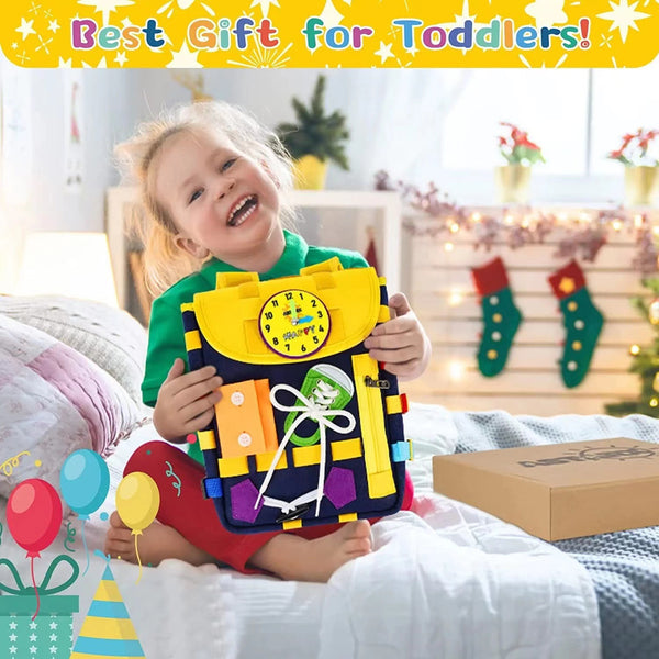 Toddler Busy Board Backpack With Buckles And Learning Activity Toys Develop Basic Life Skills Mostorepro.com