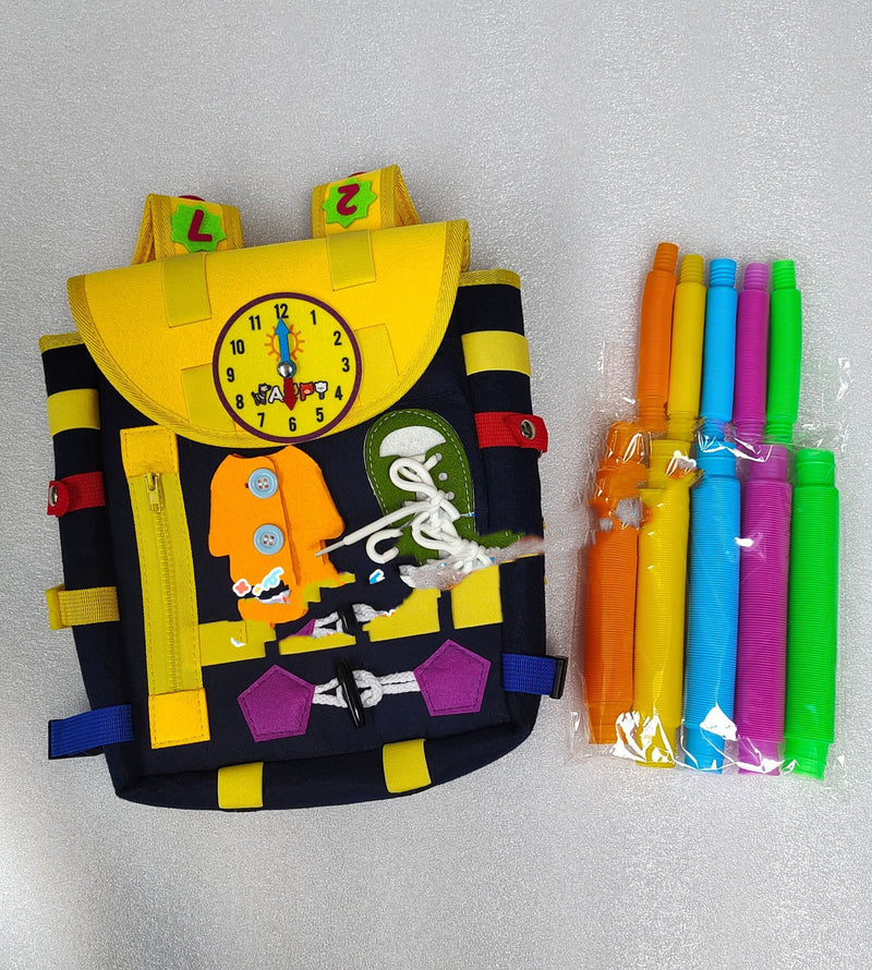 Toddler Busy Board Backpack With Buckles And Learning Activity Toys Develop Basic Life Skills Mostorepro.com