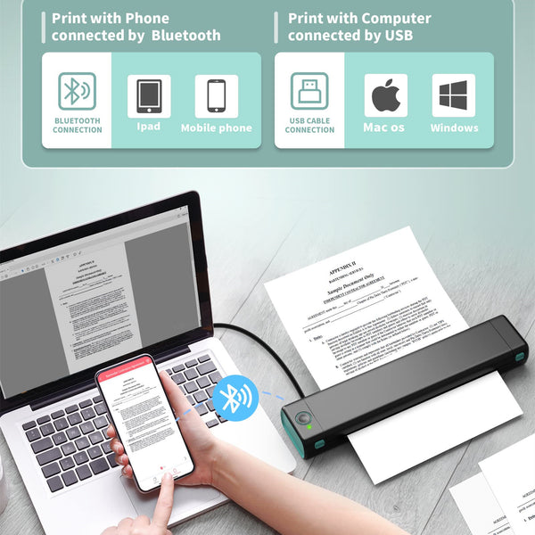 A4 Portable Printers Wireless For Travel Bluetooth Thermal Printer, Suitable For Mobile Office,Support Tattoo Paper Phomemo M08F Mostorepro.com