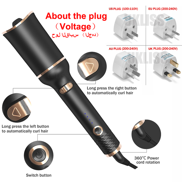 Automatic Curling Iron Air Curling Flat Iron Magic Wand Wave Styling Automatic Rotating Curling Wand Salon Styling Mostore.com