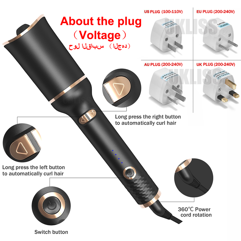 Automatic Curling Iron Air Curling Flat Iron Magic Wand Wave Styling Automatic Rotating Curling Wand Salon Styling Mostore.com