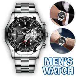 Classic Silver Watch For Men Quartz Analog Wristwatch Stainless Steel Business Mostore.com