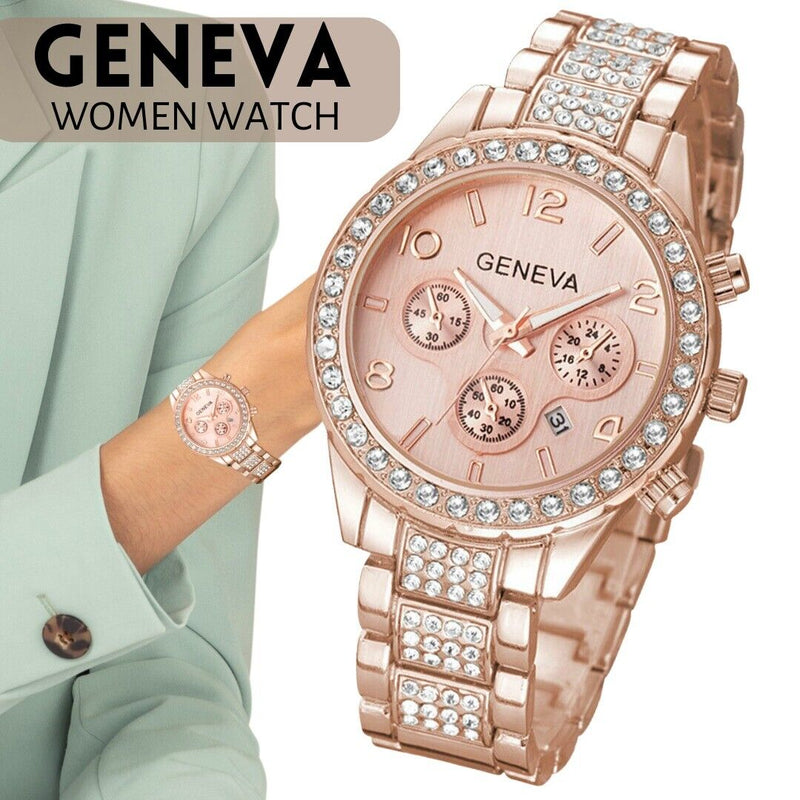 Women Classic Stainless Steel Crystal Quartz Round Analog Wrist Watch For Women Mostore.com