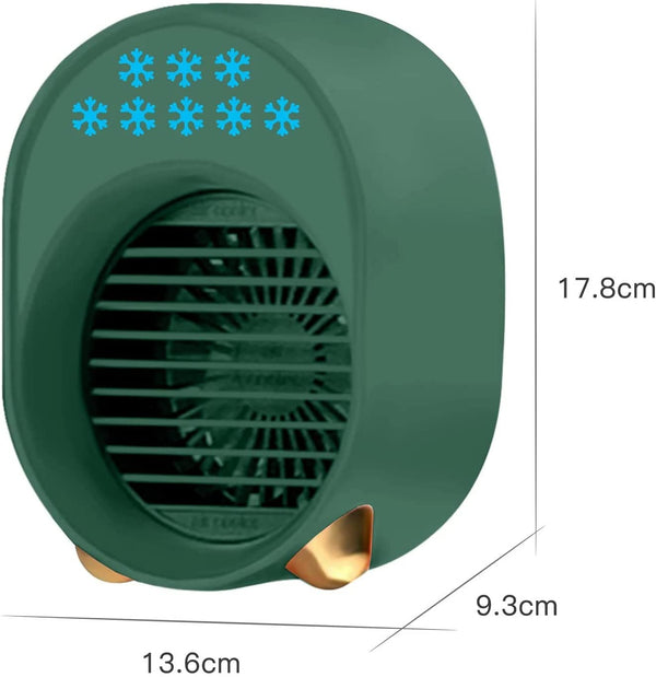 280ML Cool Fan Air Conditioner Fan Nano-atomization ABS 3-speed Levels LED Fast Cooling, Green American Varieties