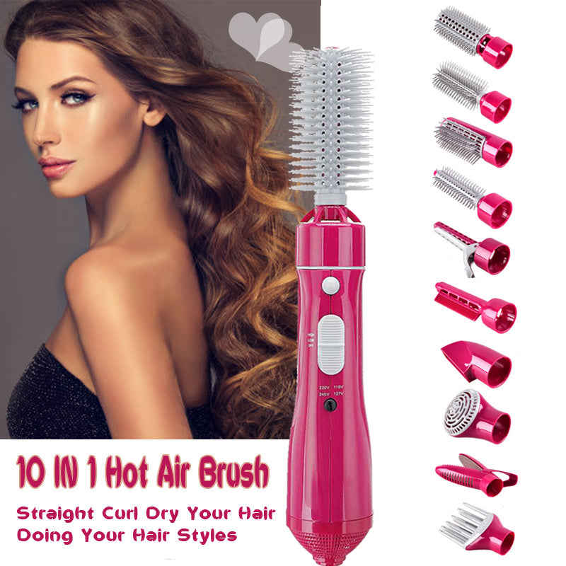 7 in 1Multi-functional Hot Air Comb Dry  Care One Step Hair Dryer Salon Collection Hair Straight Curler Two Use Mostore.com