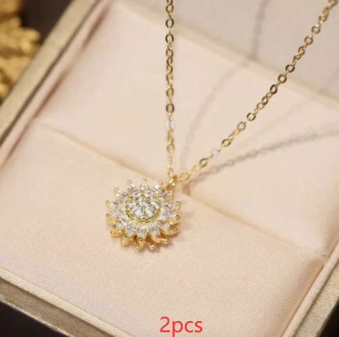 Rotatable Sunflower Necklace Full Of Diamonds Mostore.com