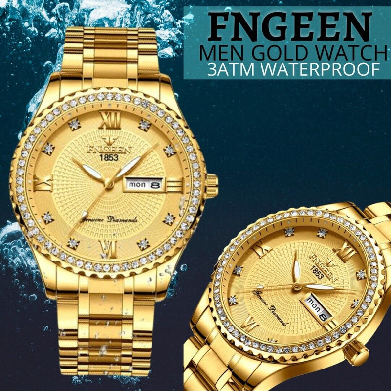 Classic Gold Men Quartz Watch Relojes De Hombre Stainless Steel Business Watches Mostore.com