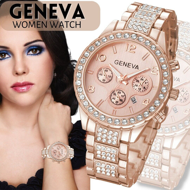 Women Classic Stainless Steel Crystal Quartz Round Analog Wrist Watch For Women Mostore.com