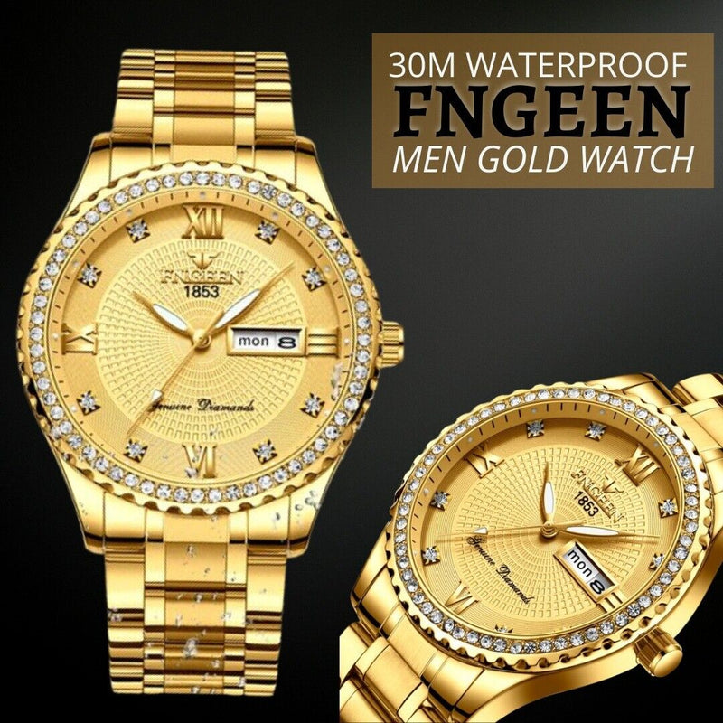 Classic Gold Men Quartz Watch Relojes De Hombre Stainless Steel Business Watches Mostore.com