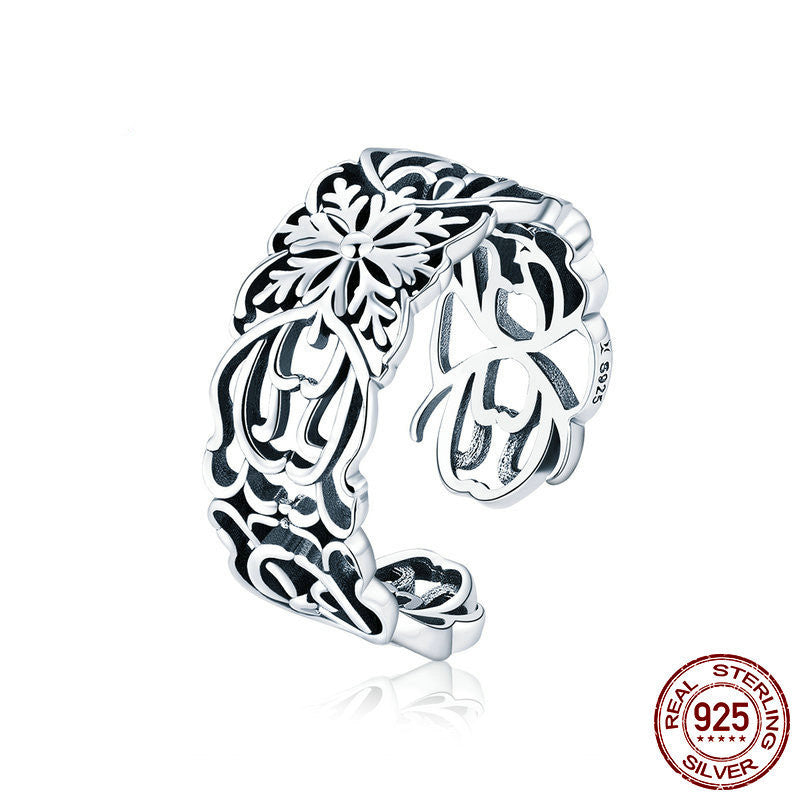 Vintage Flower Ring Silver 925 Sterling Silver Ring Mostore.com