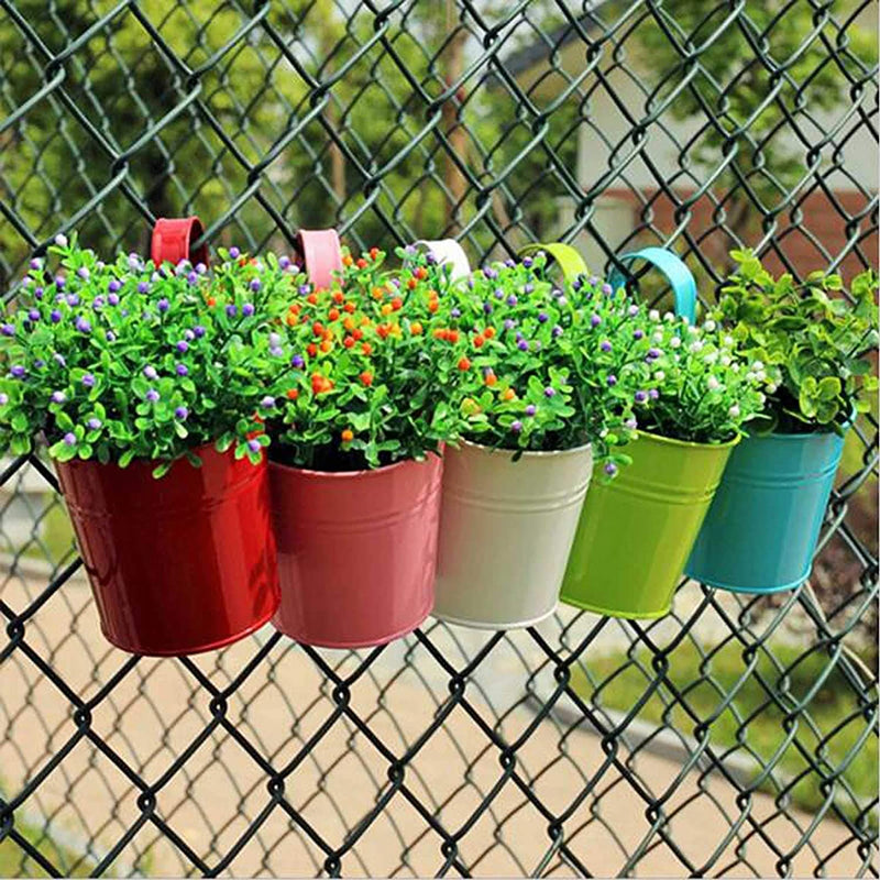 10pcs Colorful Hanging Planter Pots, Metal Hanging Flower Pots With Drainage Hole American Varieties