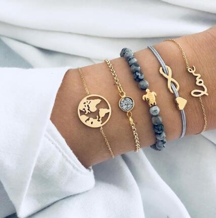 Bead Chain Bracelet Set Anklet Mostore.com