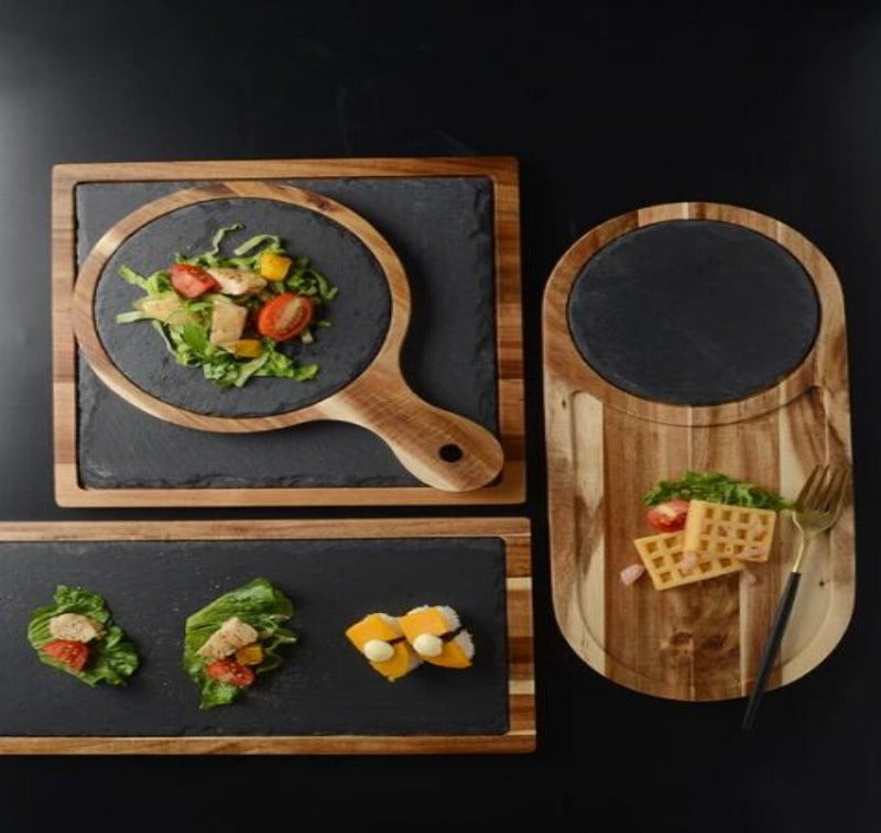 Black Wood Pizza Dish Wooden Plate Mostore.com