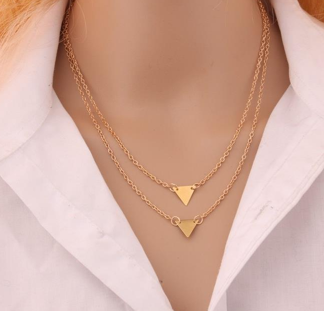 Double-layer Triangle Necklace Multi-layer Clavicle Chain Mostore.com