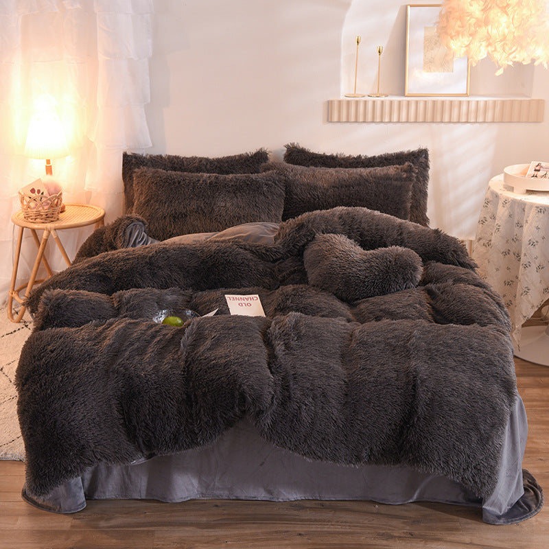 Luxury Thick Fleece Duvet Cover Queen King Winter Warm Bed Quilt Cover Pillowcase Fluffy Plush Shaggy Bedclothes Bedding Set Mostore.com