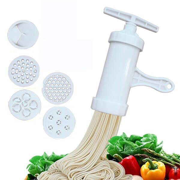 Manual Noodle Maker Press Pasta Maker Machine Crank Cutter Cookware With 5 Pressing Molds Making Spaghetti Kitchen Cooking Tools Mostore.com