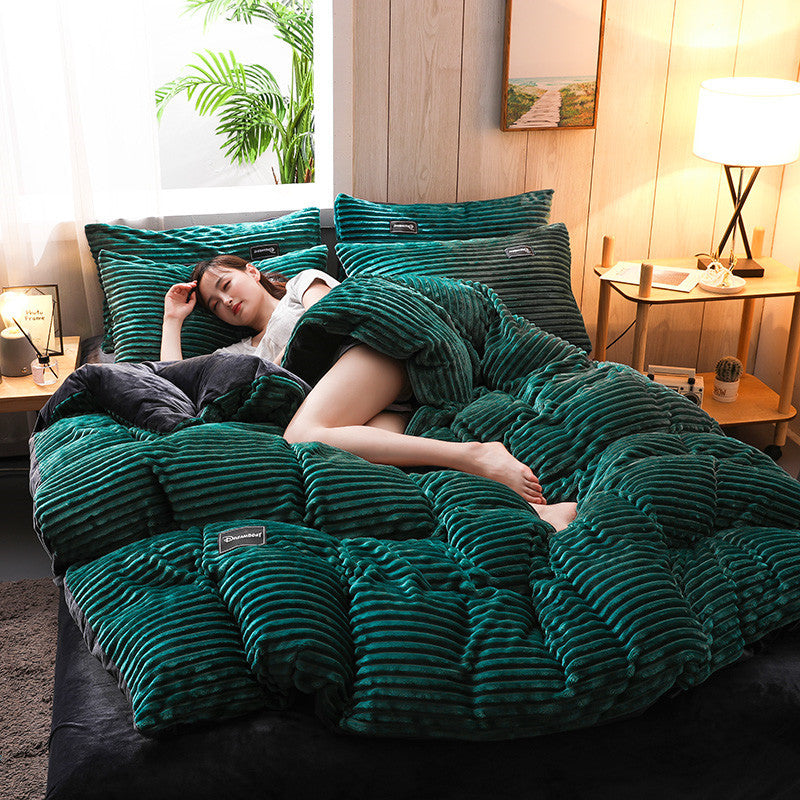 Double-sided magic velvet four-piece coral velvet bedding Mostore.com