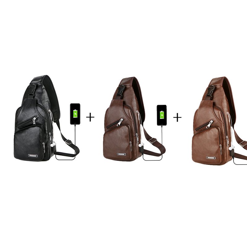 USB Portable Charging Chest Bag Messenger Bag Mostore.com