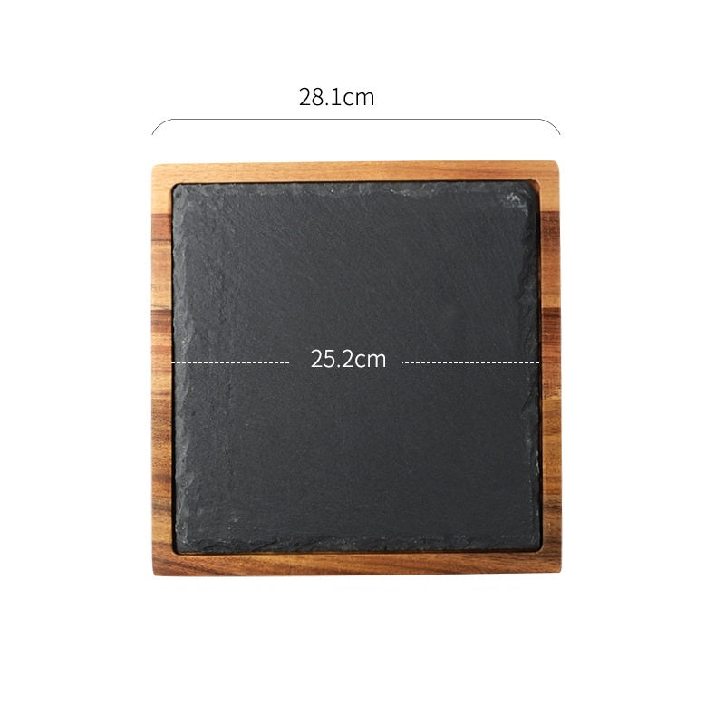 Black Wood Pizza Dish Wooden Plate Mostore.com