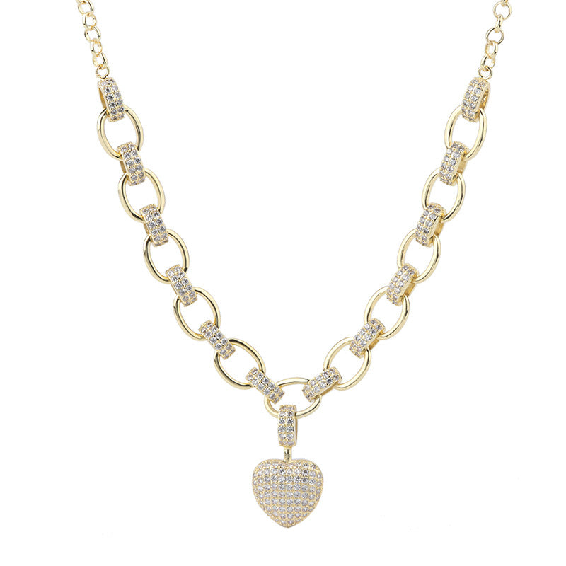 Micro Inlaid Heart-Shaped Necklace And Bracelet Set Mostore.com