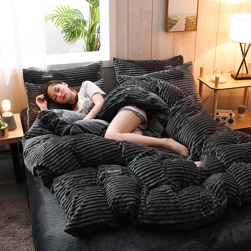 Double-sided magic velvet four-piece coral velvet bedding Mostore.com