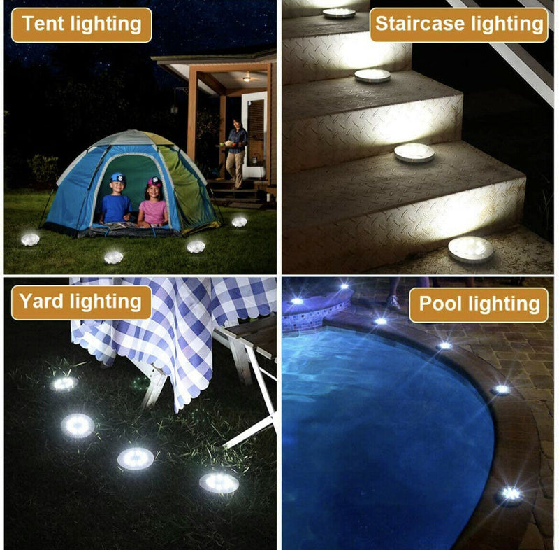 1-16 Pcs LED Solar Power Flat Buried Light In-Ground Lamp Outdoor Path Garden American Varieties