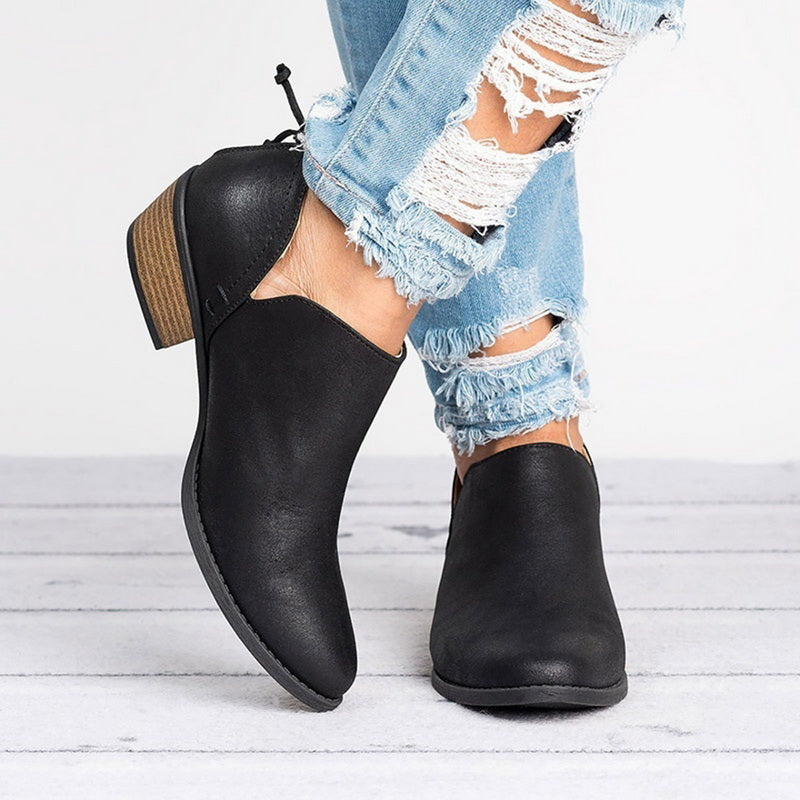 Autumn Women Shoes Retro High Heel Ankle Boots Mostore.com