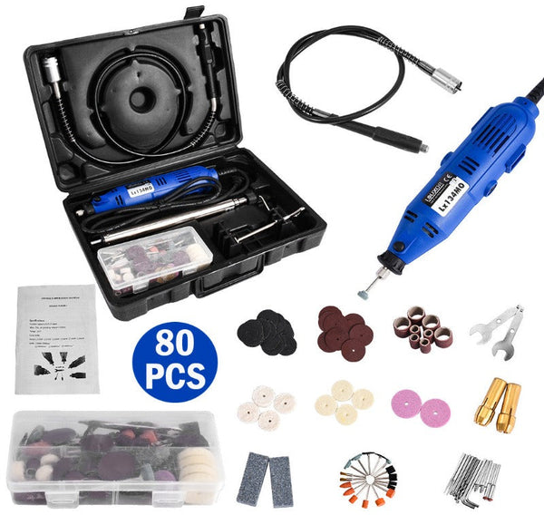 Rotary Tool Set Accessory Kit 80 PC  Grinding Sanding Polishing  Case American Varieties