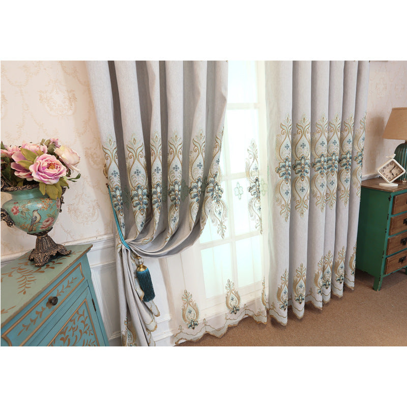 Slub cotton embroidery curtain fabric CJ