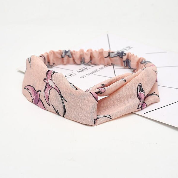 Women Retro Style Hairband floral Print Headband Cross Mostore.com