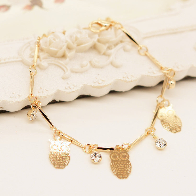 Ethnic Style Golden Owl Tassel Bracelet Mostore.com