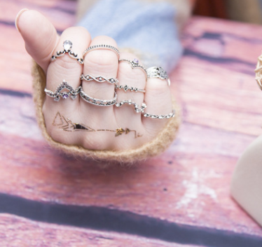 Purple Diamond Ring Set Hollow Twist Palm Crown Joint Combination 10 Pieces Mostore.com