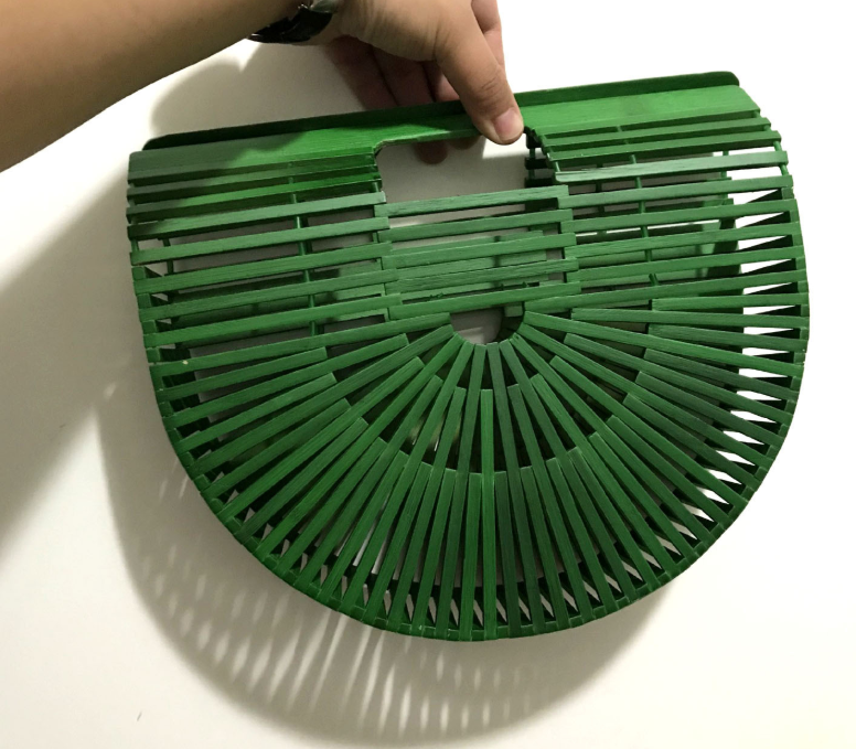 Handmade bamboo bag, clutch bag, portable bamboo basket, semi-circular bamboo bag Mostore.com