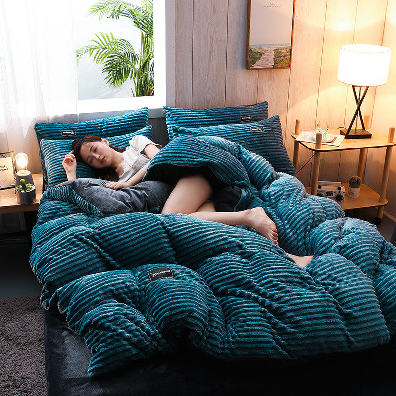 Double-sided magic velvet four-piece coral velvet bedding Mostore.com