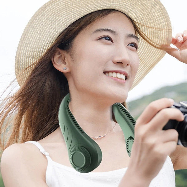 Hanging Neck Fan Portable Cooling Fan USB Leafless 360 Degree Neckband Fan 78 Surround Air Outlets 4000Mah Rechargeable American Varieties