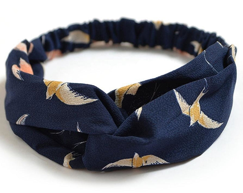 Women Retro Style Hairband floral Print Headband Cross Mostore.com