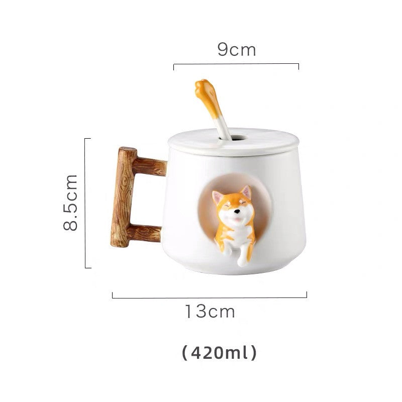 Creative Mug With Lid And Spoon Ceramic Personality Mostore.com