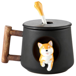 Creative Mug With Lid And Spoon Ceramic Personality Mostore.com
