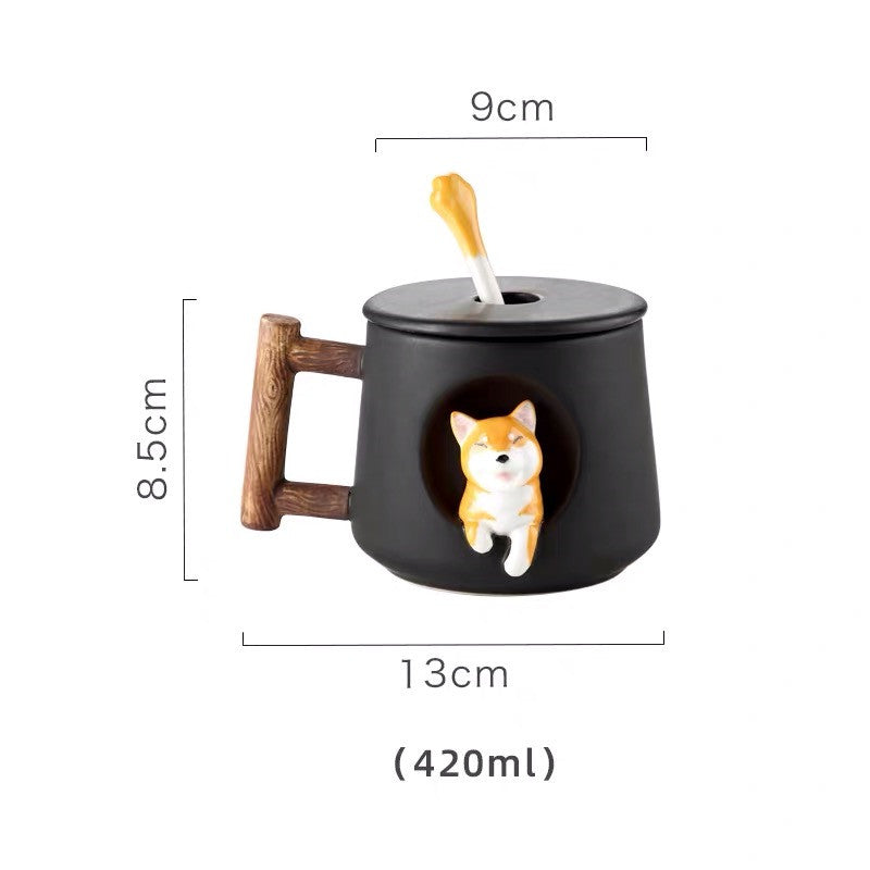 Creative Mug With Lid And Spoon Ceramic Personality Mostore.com