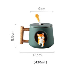 Creative Mug With Lid And Spoon Ceramic Personality Mostore.com