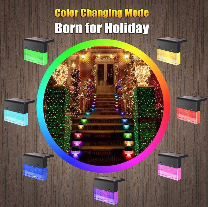 Waterproof New RGB LED Solar Light Step Fence Light American Varieties
