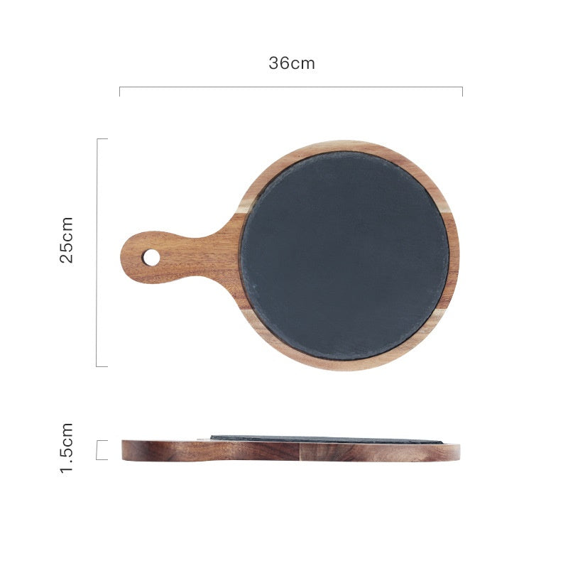 Black Wood Pizza Dish Wooden Plate Mostore.com