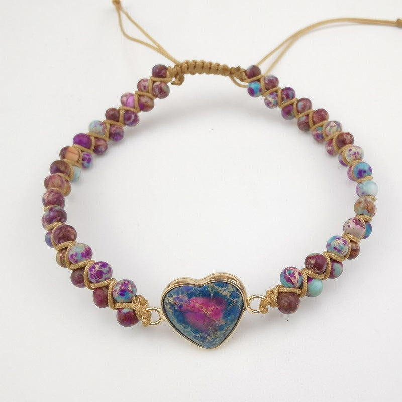 Red Emperor Stone Bracelet Peach Heart Love Bracelet Braided Bracelet Mostore.com