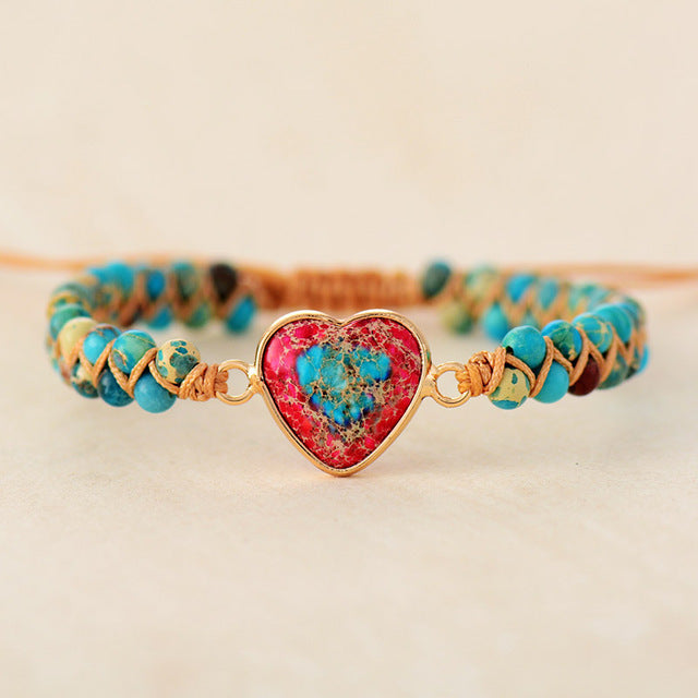 Red Emperor Stone Bracelet Peach Heart Love Bracelet Braided Bracelet Mostore.com