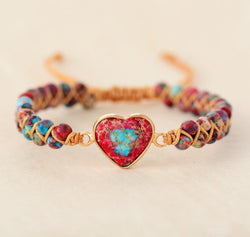 Red Emperor Stone Bracelet Peach Heart Love Bracelet Braided Bracelet Mostore.com