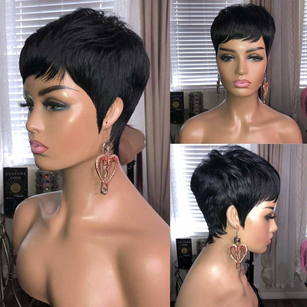 Ladies Fashion Short Straight Hair Golden Synthetic Fluffy High Temperature Silk Wig Hair Set Mostore.com