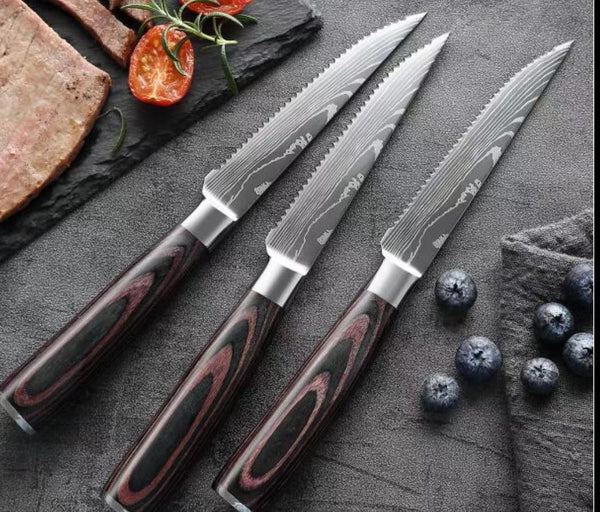 Color Wooden Handle Steak Knife Stainless Steel Western Kitchen Knives Kitchen Fruit Knife Mostore.com