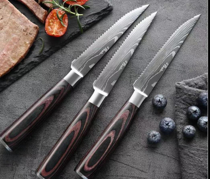 Color Wooden Handle Steak Knife Stainless Steel Western Kitchen Knives Kitchen Fruit Knife Mostore.com