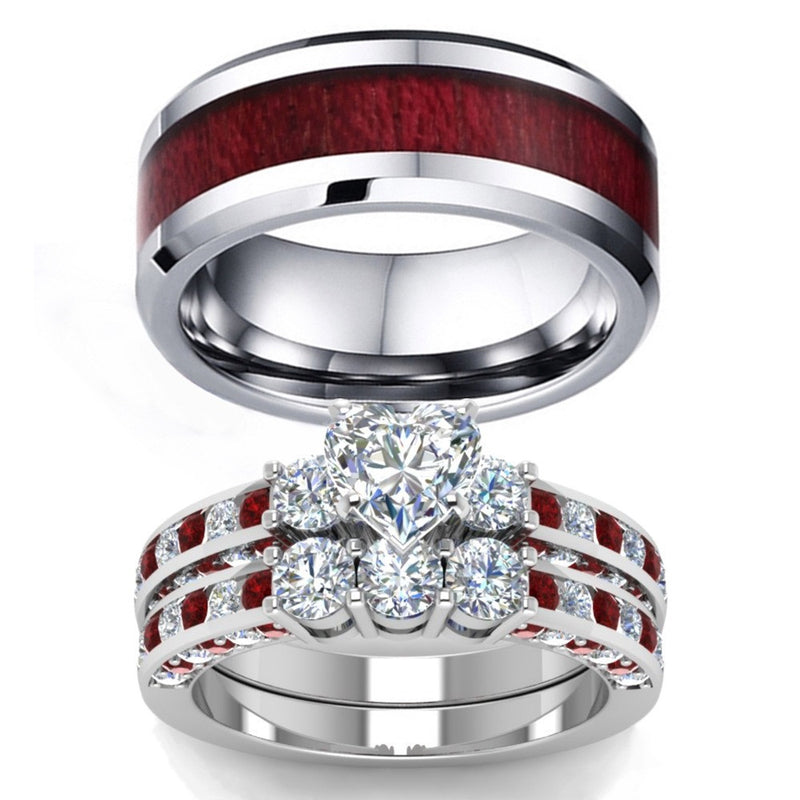 Men's And Women's Couple Rings With Zircon Mostore.com