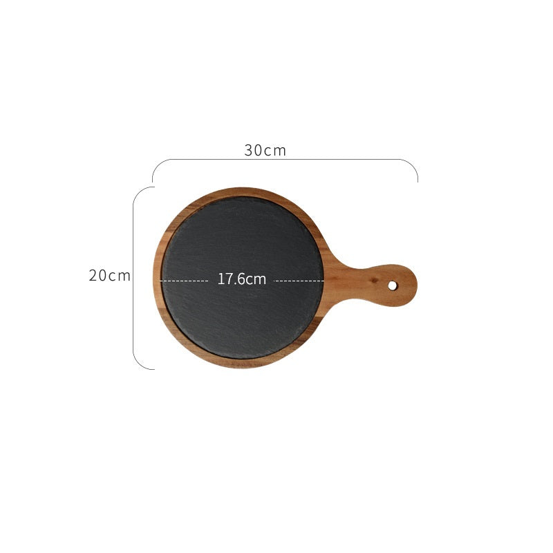 Black Wood Pizza Dish Wooden Plate Mostore.com